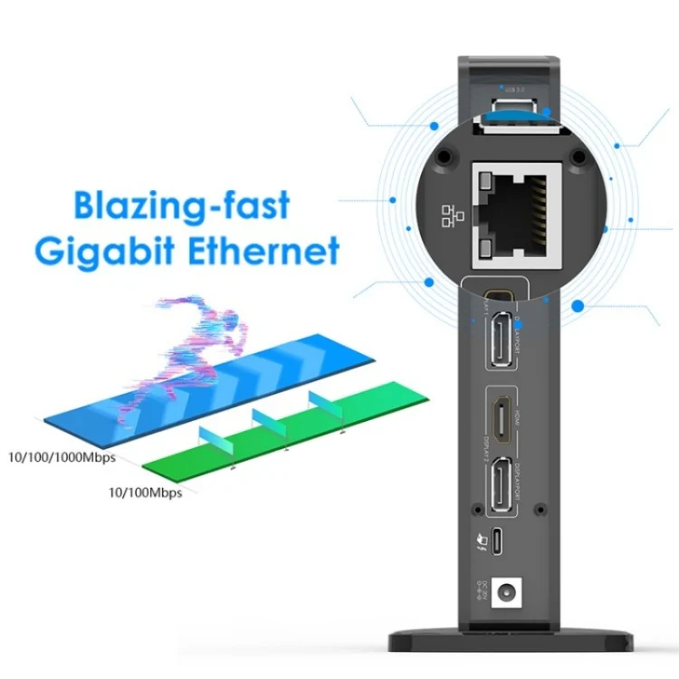 WAVLINK UG69PD5 USB-C HD 60Hz Monitor Adapter Dual 4K Display Docking Station, Plug:US Plug - Image 3