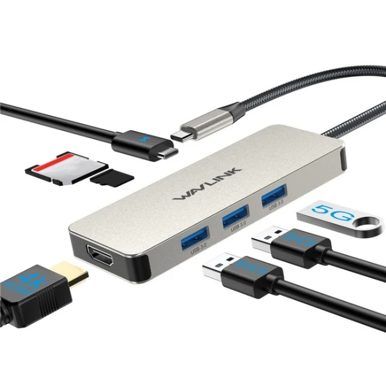 WAVLINK UHP3416 7-in-1 PD100W Charging SD / TF Card Reader 4K HD Type-C Docking Station(Black) - Image 3