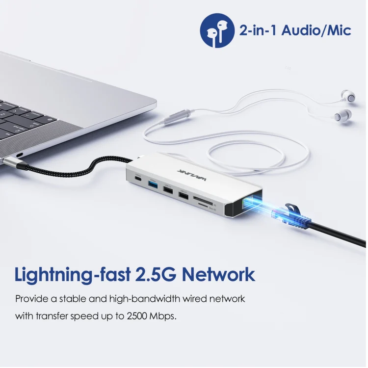 WAVLINK UMD306 12 in 1 Dual 8K Triple Monitor Multiport Adapter - Image 8