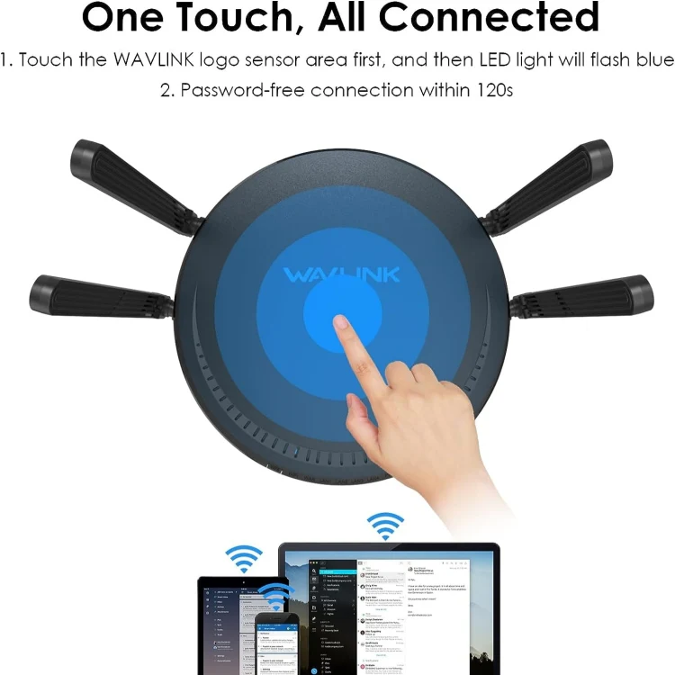 WAVLINK WN531MX3 Wider Coverage AX3000 WiFi 6 Wireless Routers Dual Band Wireless Repeater, Plug:UK Plug - Image 2