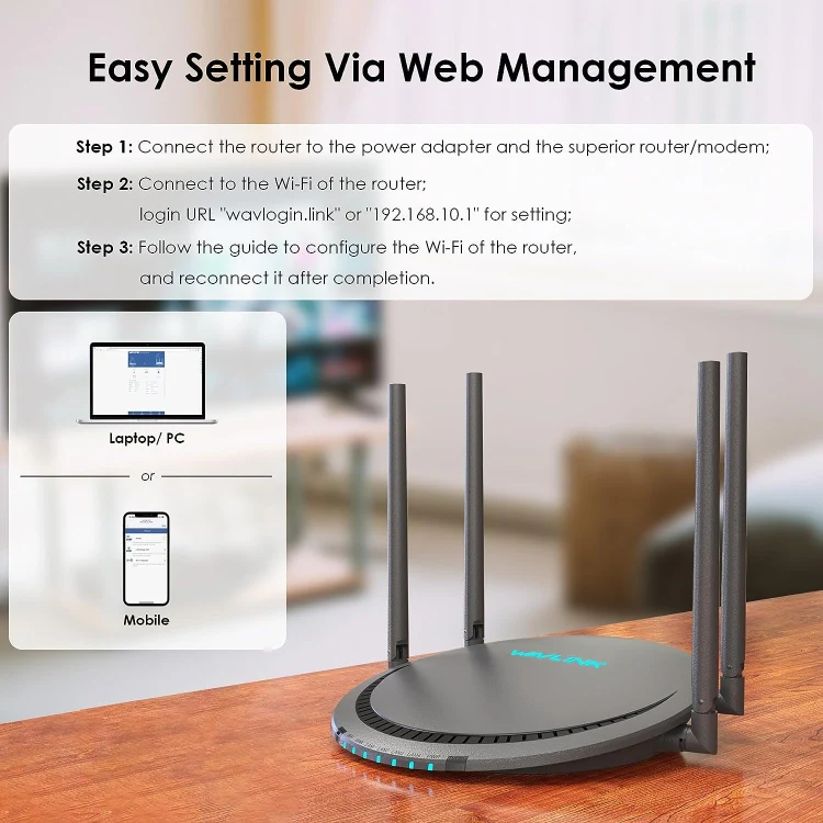 WAVLINK WN531P3 WAN / LAN Port Signal Booster Wireless Repeater AC1200 Wireless Routers, Plug:UK Plug - Image 4