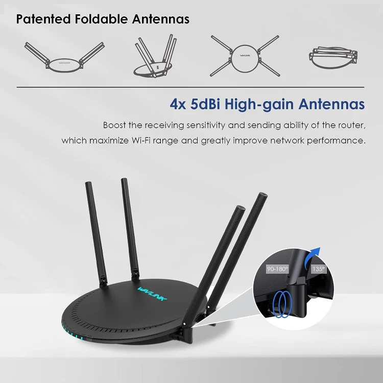 WAVLINK WN531P3 WAN / LAN Port Signal Booster Wireless Repeater AC1200 Wireless Routers, Plug:UK Plug - Image 6