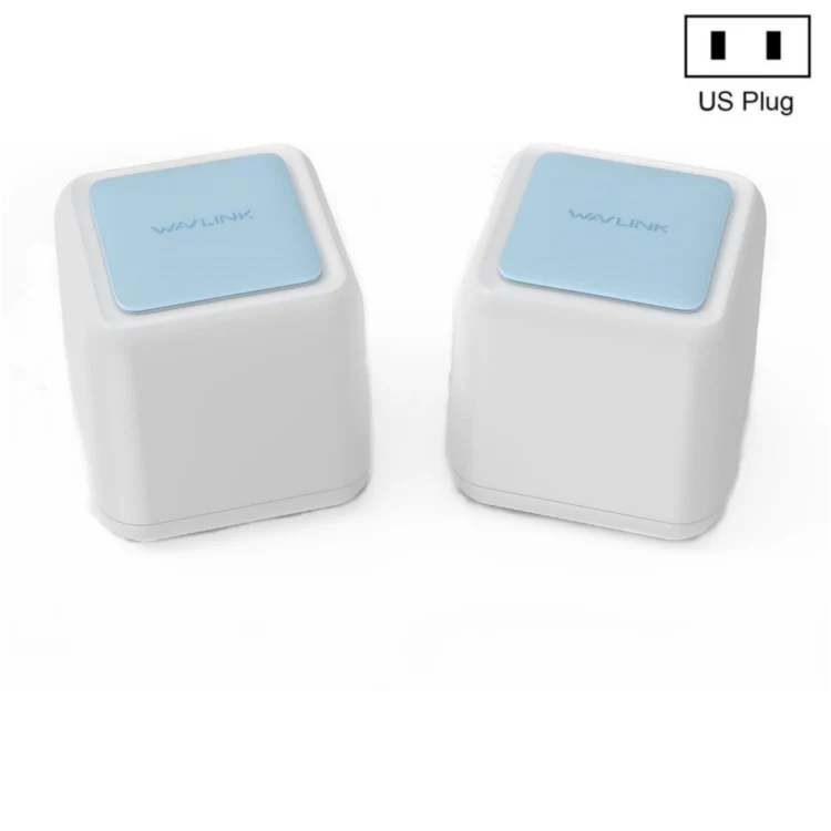 WAVLINK WN535M2 For Home Office 2pcs Mesh Wireless Router AC1200 Dual Band WiFi Signal Booster, Plug:US Plug