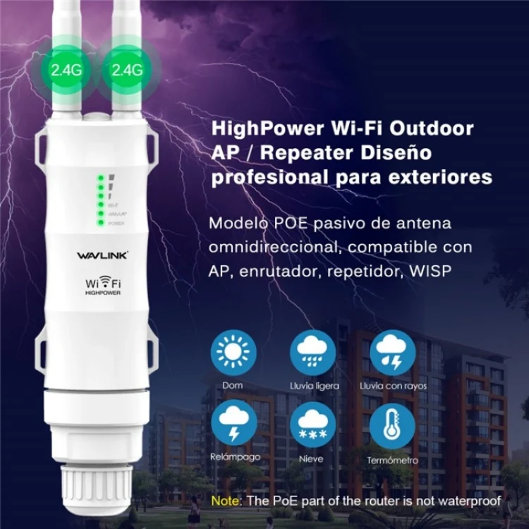WAVLINK WN570HN2 With PoE Powered WAN/ AP / Repeater Mode 300Mbps Outdoor Router, Plug:UK Plug - Image 9