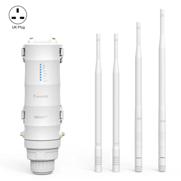 WAVLINK WN572HE4D AC1200 4G LTE WiFi Dual Band 4 Detachable Antennas Router, Plug:UK Plug