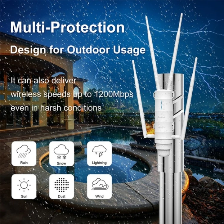 WAVLINK WN572HE4D AC1200 4G LTE WiFi Dual Band 4 Detachable Antennas Router, Plug:UK Plug - Image 6