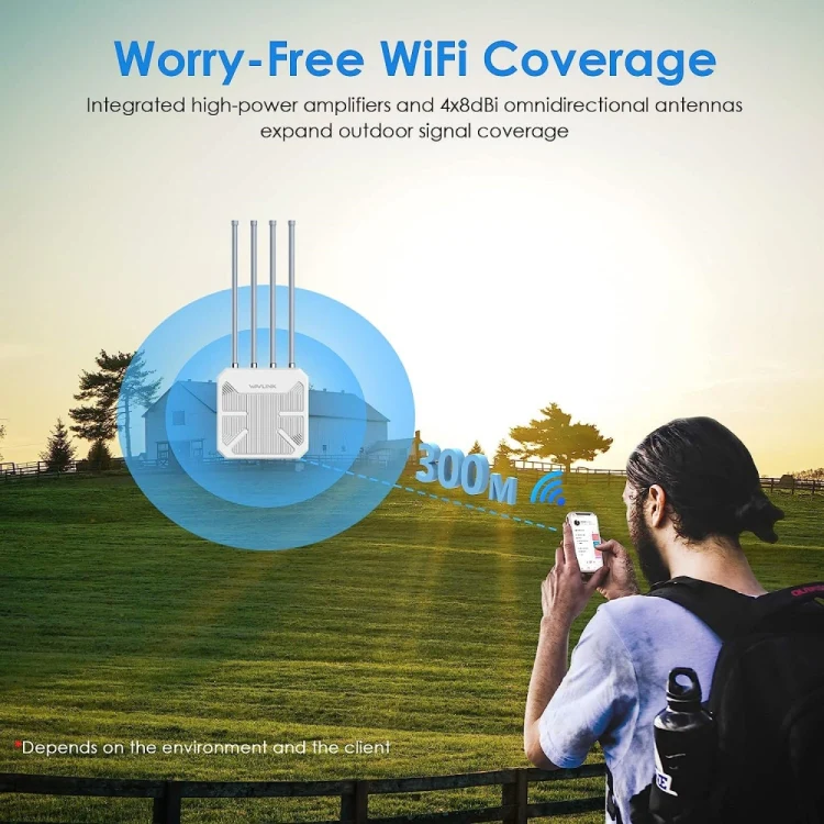 WAVLINK WN573HX1 WiFi 6 AX1800 IP67 Waterproof Outdoor Dual Band Wireless WiFi Routers, Plug:US Plug - Image 5