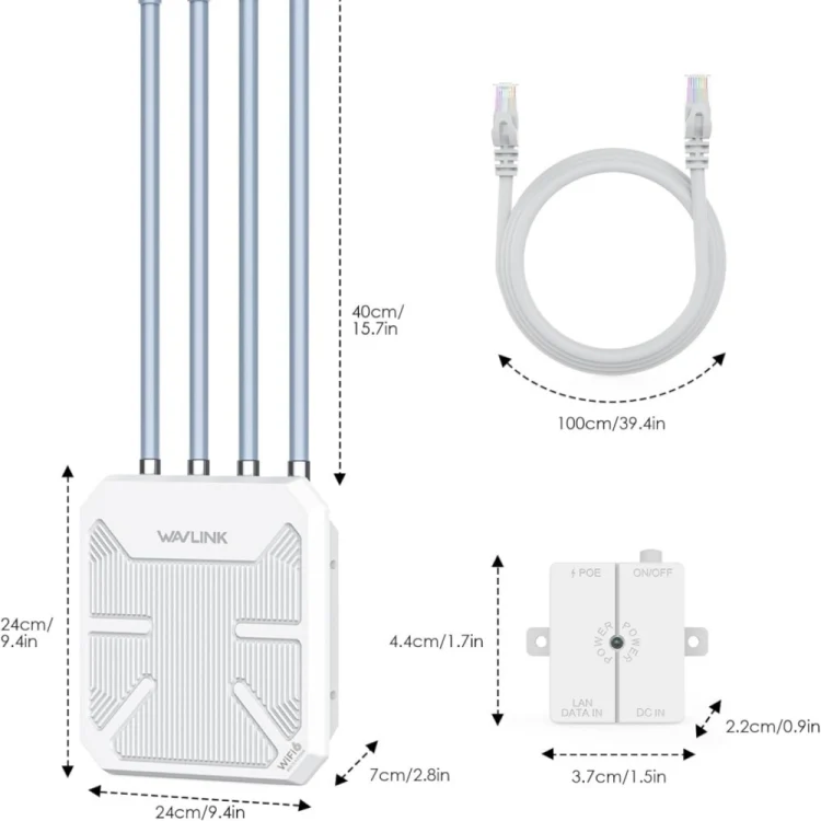 WAVLINK WN573HX3 AX3000 Waterproof Outdoor WiFi Wireless Outdoor Dual Band Router, Plug:EU Plug - Image 4