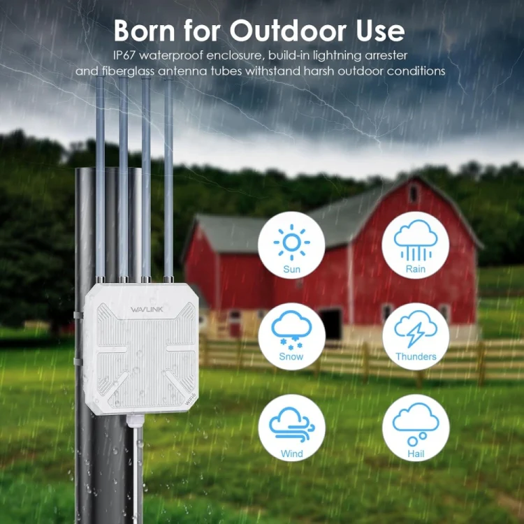 WAVLINK WN573HX3 AX3000 Waterproof Outdoor WiFi Wireless Outdoor Dual Band Router, Plug:EU Plug - Image 6