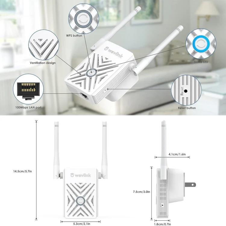 WAVLINK WN578W2 For Home Office N300 WiFi Wireless AP Repeater Signal Booster, Plug:AU Plug - Image 7