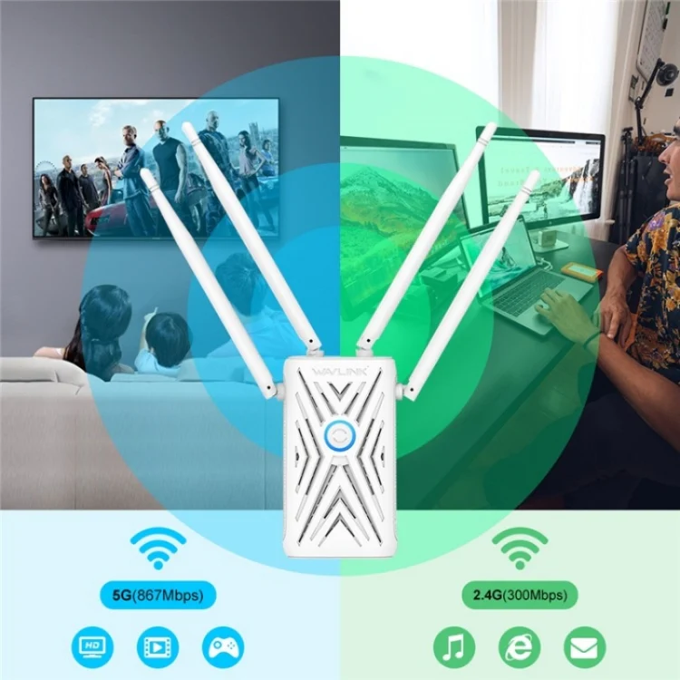 WAVLINK WN579A3 Home WiFi Extender 1200Mbps 2.4GHz / 5GHz Dual Band AP Wireless Router, Plug:EU Plug - Image 3