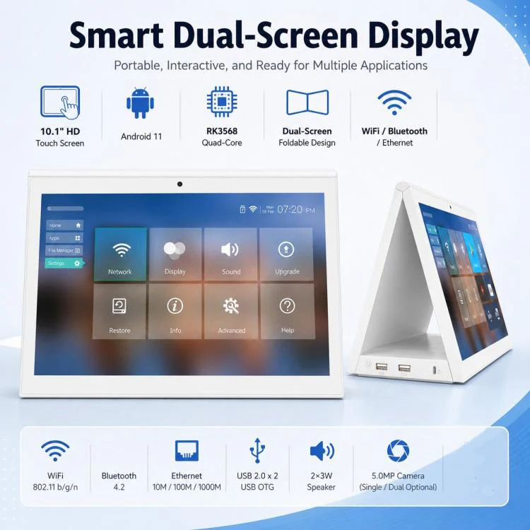 WD1028T 10.1 inch HD Dual Touch Screen Digital Signage, 2GB+16GB, Android 11 RK3568 Quad Core, Plug:EU Plug(White) - Image 5