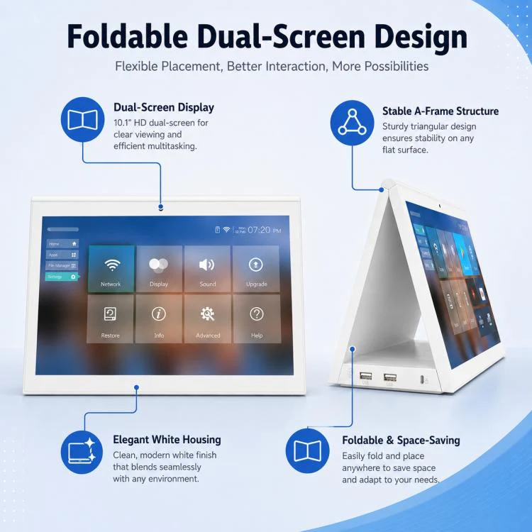 WD1028T 10.1 inch HD Dual Touch Screen Digital Signage, 2GB+16GB, Android 11 RK3568 Quad Core, Plug:EU Plug(White) - Image 6