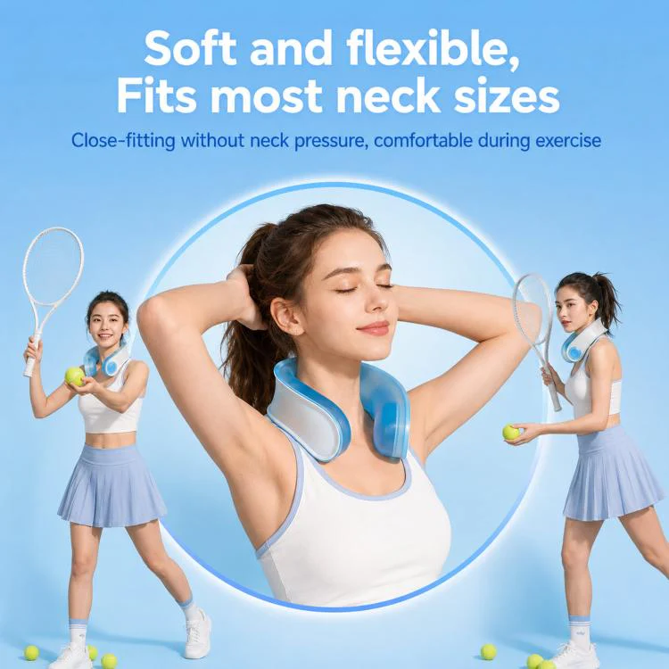 Wearable Neck Cooling Wrap Reusable Soft PVC Neck Ice Pack Refillable Hands-Free Cold Collar for Instant Relief(Grey) - Image 4