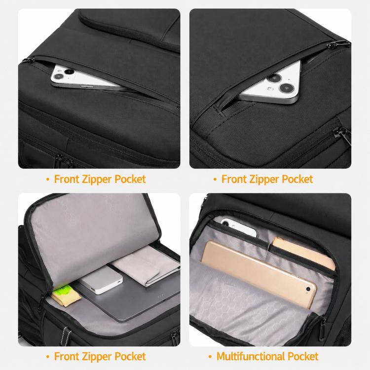 WEIXIEER B927 Men Minimalist Large-Capacity Backpack Waterproof Oxford Fabric Business Laptop Bag(Black) - Image 10