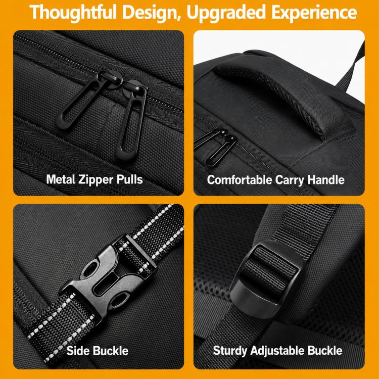 WEIXIEER B927 Men Minimalist Large-Capacity Backpack Waterproof Oxford Fabric Business Laptop Bag(Black) - Image 11