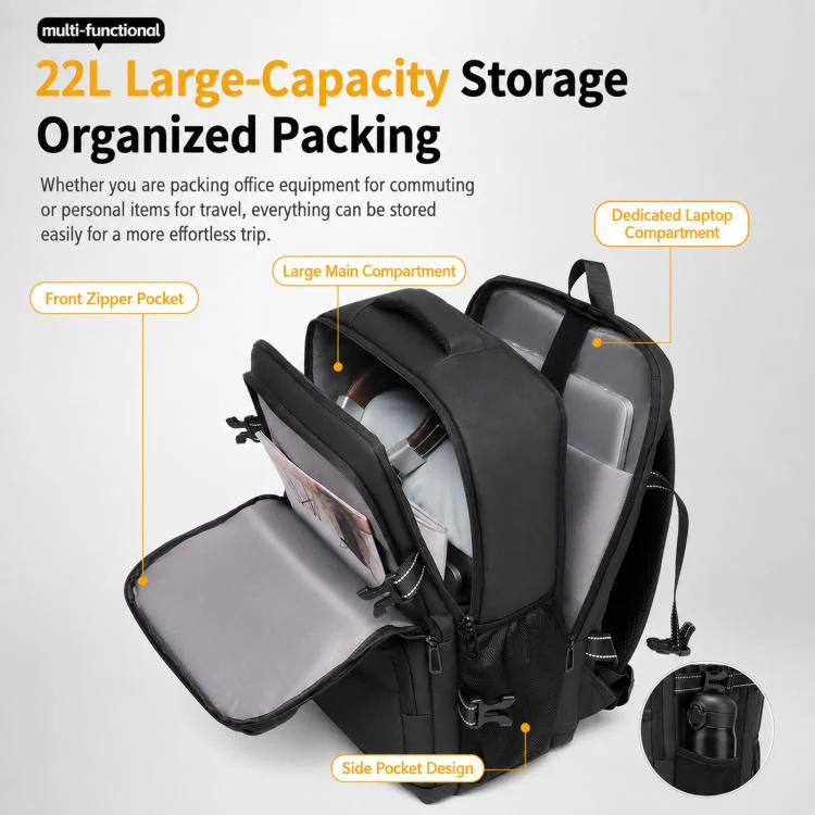 WEIXIEER B927 Men Minimalist Large-Capacity Backpack Waterproof Oxford Fabric Business Laptop Bag(Black) - Image 4