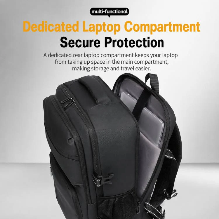 WEIXIEER B927 Men Minimalist Large-Capacity Backpack Waterproof Oxford Fabric Business Laptop Bag(Black) - Image 5