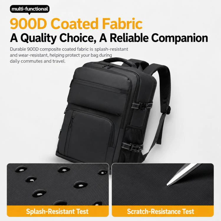 WEIXIEER B927 Men Minimalist Large-Capacity Backpack Waterproof Oxford Fabric Business Laptop Bag(Black) - Image 7