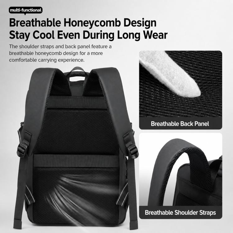 WEIXIEER B927 Men Minimalist Large-Capacity Backpack Waterproof Oxford Fabric Business Laptop Bag(Black) - Image 8