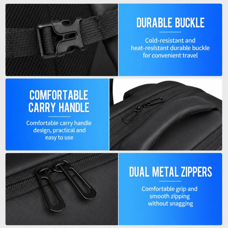 WEIXIER B683 Large Capacity Expandable Backpack Men Business Laptop Pack(Black) - Image 10