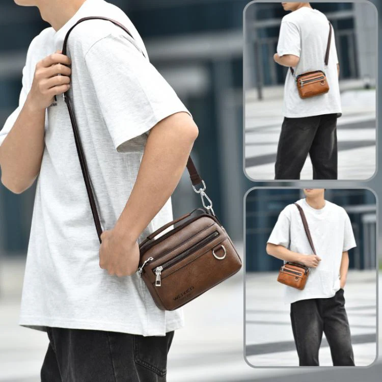 WEIXIER D891 Multi-Functional Waterproof Men Crossbody Bag Minimalist Portable Shoulder Bag(Dark Brown) - Image 2