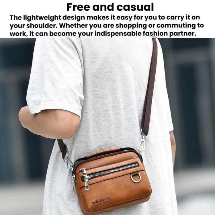 WEIXIER D891 Multi-Functional Waterproof Men Crossbody Bag Minimalist Portable Shoulder Bag(Light Brown) - Image 3