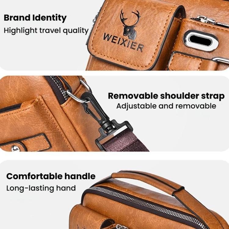 WEIXIER D898 Multi-Functional Men Crossbody Bag Portable Commuter Shoulder Bag, Spec: Plain Weave Black - Image 8