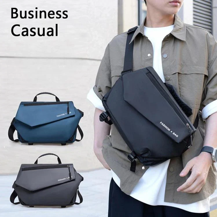 WEIXIER Large Capacity Messenger Bag for Men, Water Resistant Crossbody Shoulder Bag Multi-Pocket Briefcase with Luggage Strap(Black) - Image 2