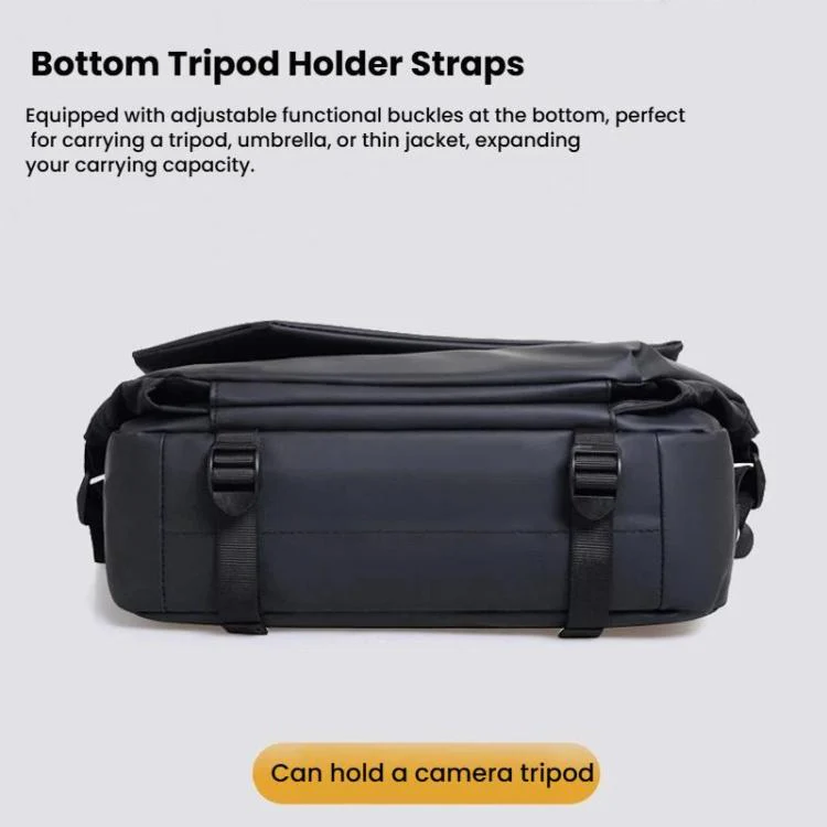WEIXIER Large Capacity Messenger Bag for Men, Water Resistant Crossbody Shoulder Bag Multi-Pocket Briefcase with Luggage Strap(Black) - Image 5