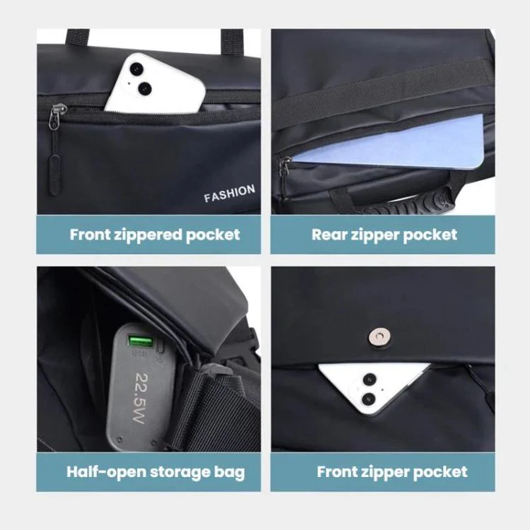 WEIXIER Large Capacity Messenger Bag for Men, Water Resistant Crossbody Shoulder Bag Multi-Pocket Briefcase with Luggage Strap(Gray) - Image 4