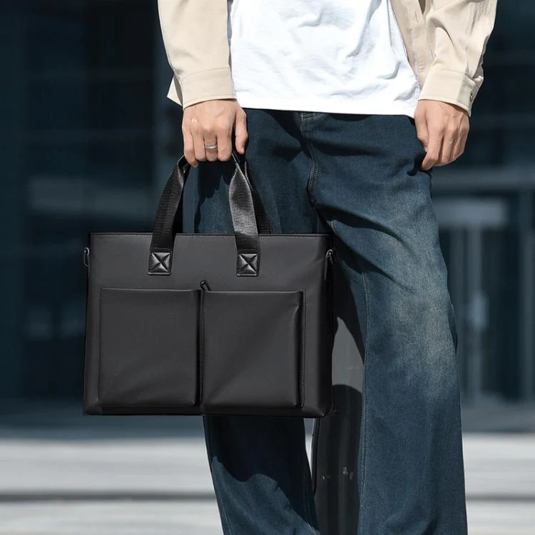 WEIXIER Men Briefcase Laptop Bag Waterproof Business Messenger Bag with Luggage Strap(Gray) - Image 8