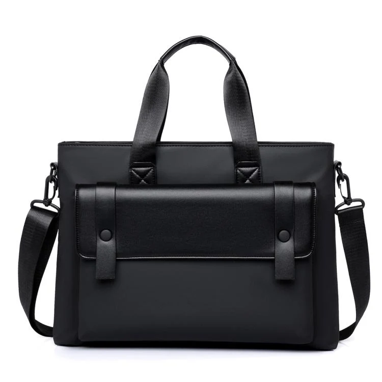 WEIXIER Mens Briefcase Laptop Bag 14 Inch Waterproof Business Messenger Bag Casual Tote Handbag with Luggage Strap(Black)