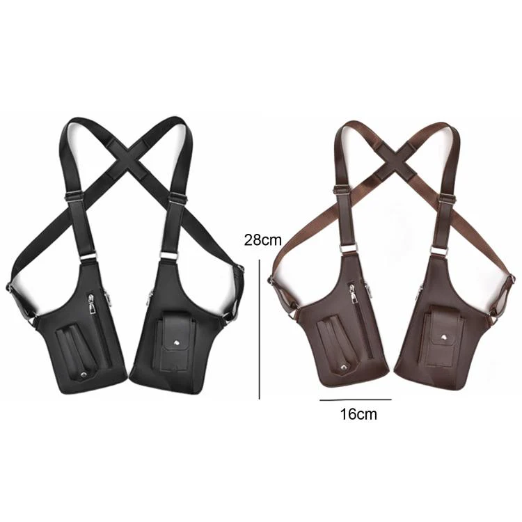 WEIXIER PU Leather Underarm Crossbody Bag Workwear Adjustable Backpack/Chest Bag(Brown) - Image 2