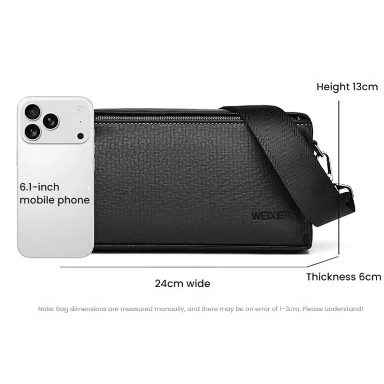 WEIXIER W133  Mens Small Crossbody Bag Versatile Messenger Clutch with 6 Card Slots for Travel & Daily Use(Black) - Image 8
