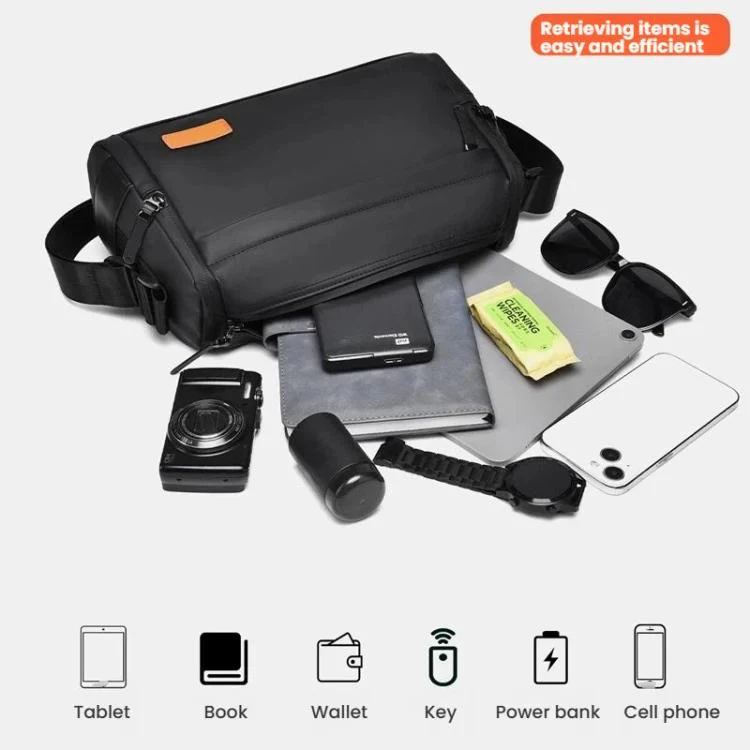 WEIXIER WD5624 Men Small Crossbody Bag Lightweight Messenger Bag with Multi-Pocket Design Waterproof & Anti-Scratch Shoulder Bag(Khaki) - Image 3