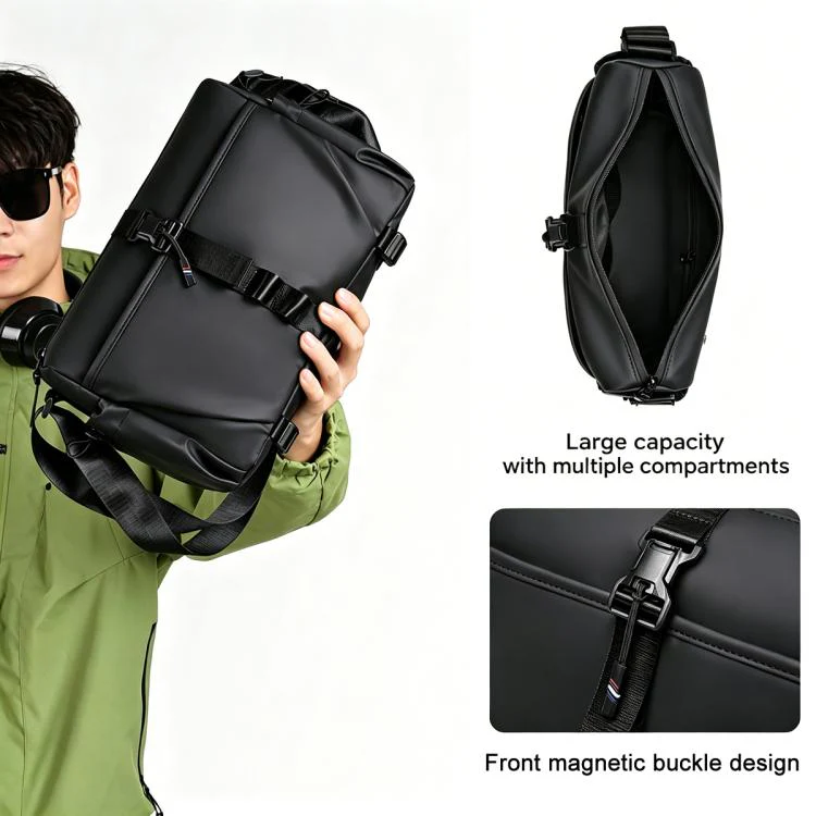 WEIXIER WD5628 Men Sling Bag Large Capacity Chest Pack With Magnetic Buckle, Expandable Bottom For Tripod(Black) - Image 3