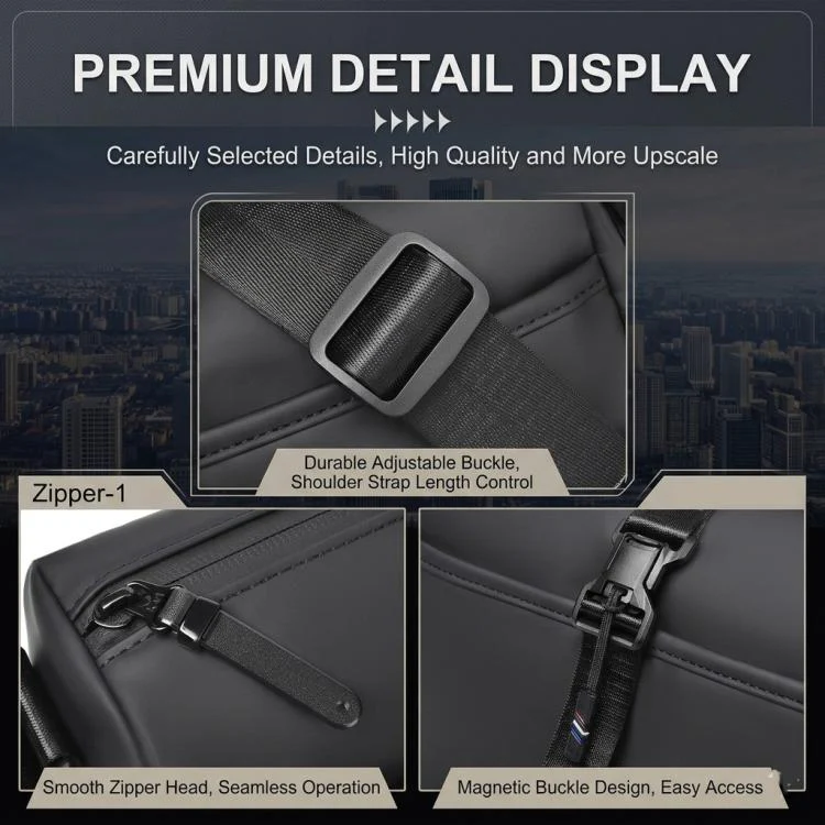 WEIXIER WD5628 Men Sling Bag Large Capacity Chest Pack With Magnetic Buckle, Expandable Bottom For Tripod(Black) - Image 8