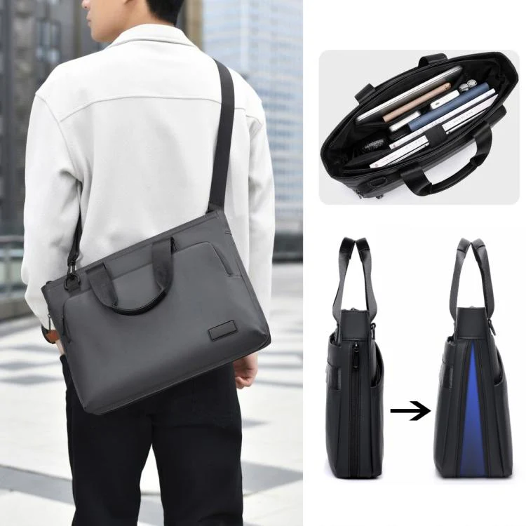 WEIXIER  WD5667 Expandable Laptop Briefcase for Men 15.6 Inch Water Resistant Business Messenger Bag(Black) - Image 2