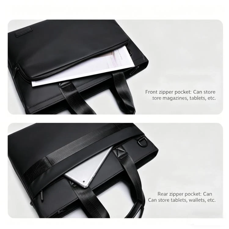 WEIXIER  WD5667 Expandable Laptop Briefcase for Men 15.6 Inch Water Resistant Business Messenger Bag(Black) - Image 6