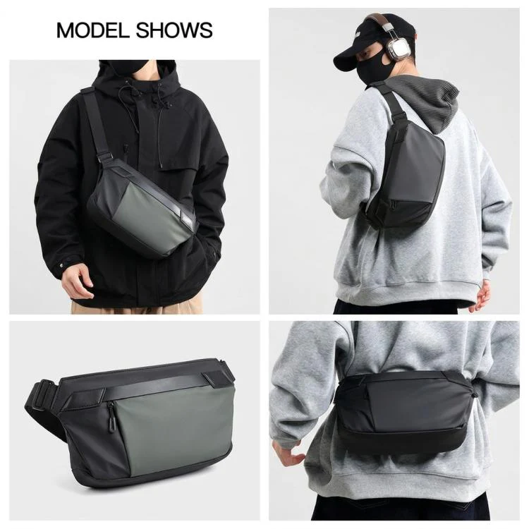 WEIXIER WD956 Men Waterproof Sling Bag Chest Shoulder Crossbody Bag Techwear Minimalist Waist Pack Fanny Pack(Gray) - Image 6
