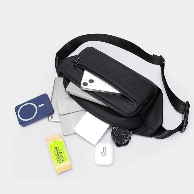WEIXIER Y9581 Mens Sling Bag Waterproof Fanny Pack Crossbody Shoulder Chest Bag(Black) - Image 3