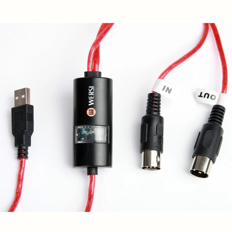 WERSI UM-18 USB MIDI Cable MidiPort Midi Cable Electric Piano Electronic Drum Music Editing Line, Length: 2m(Red) - Image 3