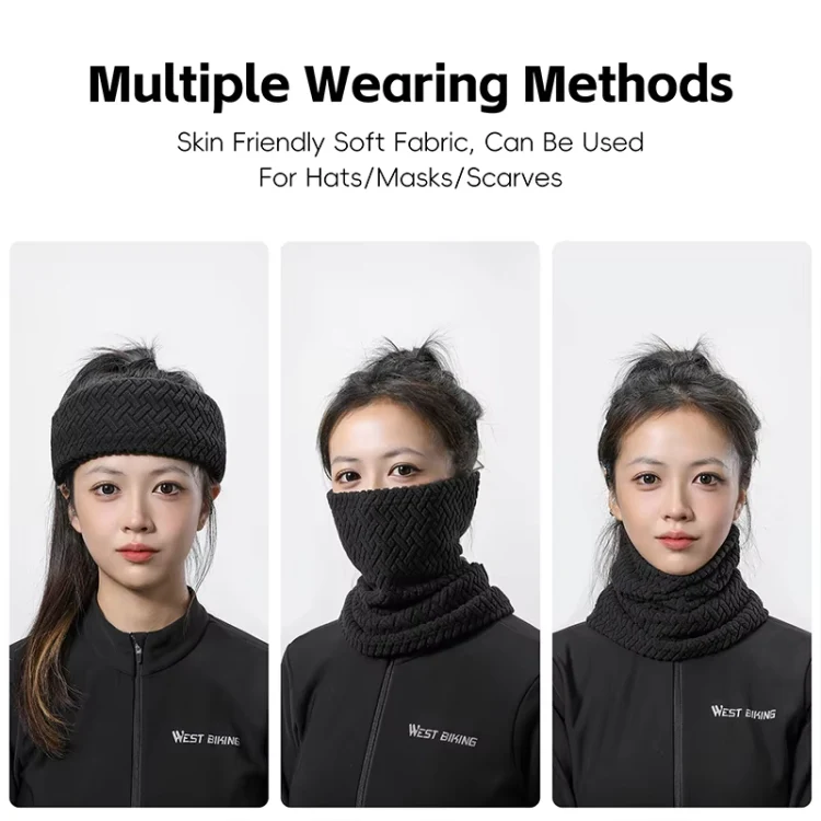 WEST BIKING Winter Fleece Thickened Windproof Warm Cycling Mask(Black) - Image 8