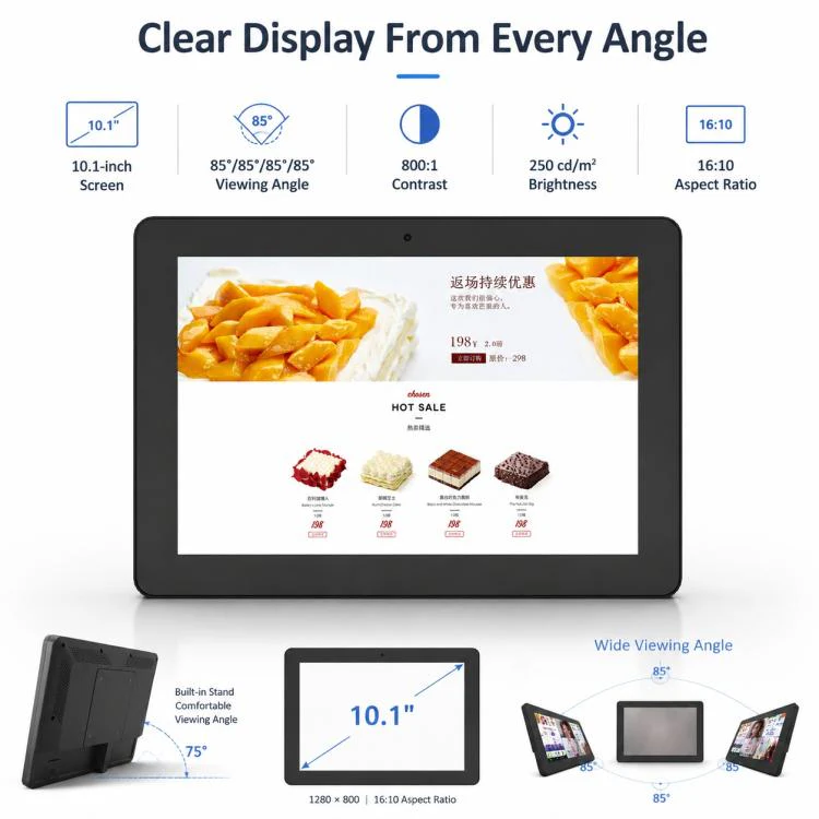 WF1036T 10.1 inch HD Touch Screen Digital Signage, 2GB+16GB, Android 11 RK3566 Quad Core, Plug:EU Plug(Black) - Image 6
