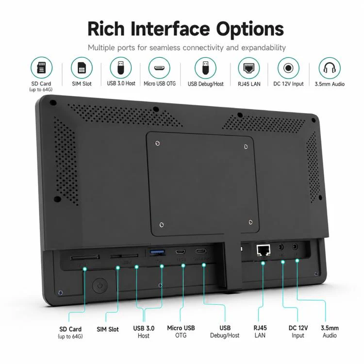 WF1036T 10.1 inch HD Touch Screen Digital Signage, 2GB+16GB, Android 11 RK3566 Quad Core, Plug:EU Plug(Black) - Image 8