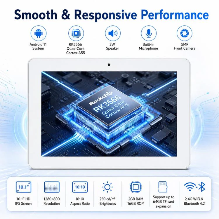 WF1036T 10.1 inch HD Touch Screen Digital Signage, 2GB+16GB, Android 11 RK3566 Quad Core, Plug:EU Plug(White) - Image 7