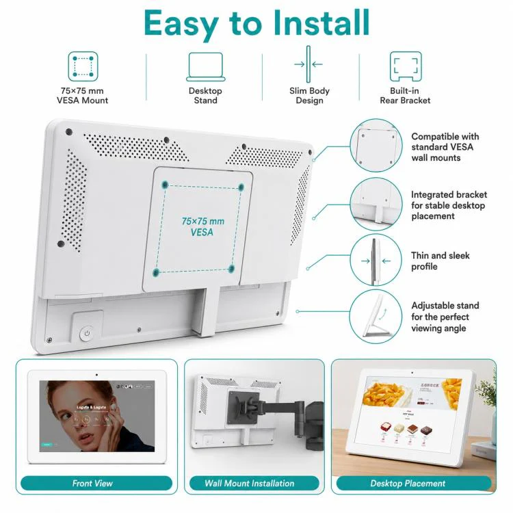 WF1036T 10.1 inch HD Touch Screen Digital Signage, 2GB+16GB, Android 11 RK3566 Quad Core, Plug:UK Plug(White) - Image 10