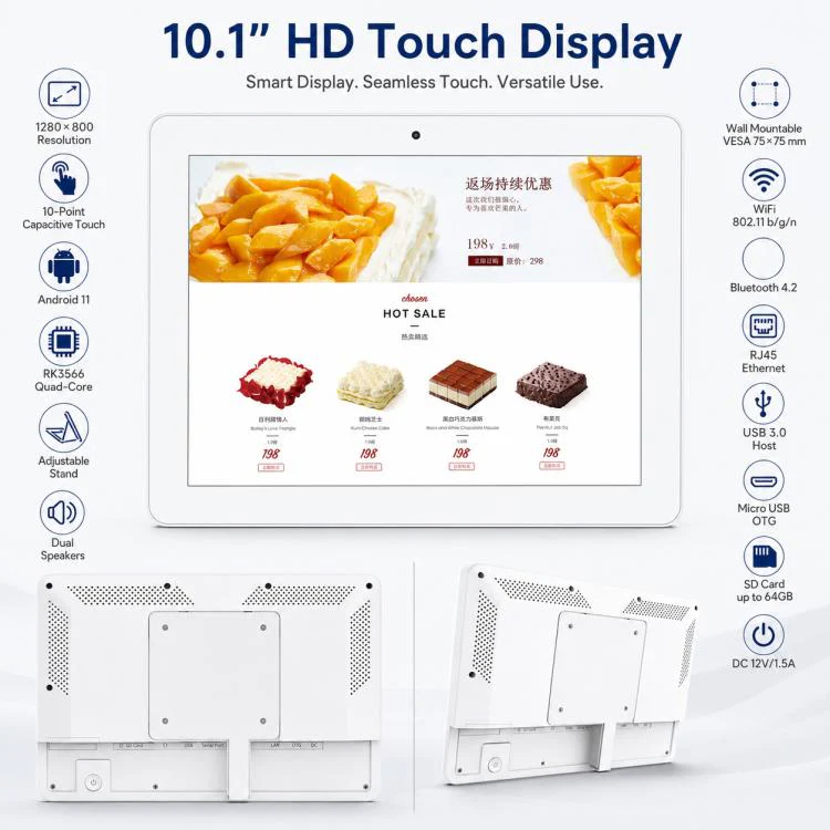 WF1036T 10.1 inch HD Touch Screen Digital Signage, 2GB+16GB, Android 11 RK3566 Quad Core, Plug:UK Plug(White) - Image 5