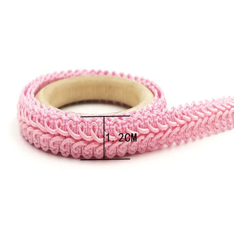 WG000312 Polyester Silk Centipede Shape Lace Belt DIY Clothing Accessories, Length: 25m, Width: 1.2cm(Pink) - Image 3